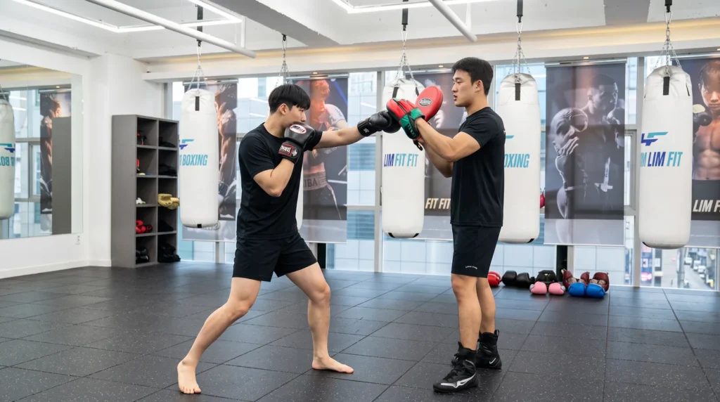 복싱 기본 자세를 취한 모습